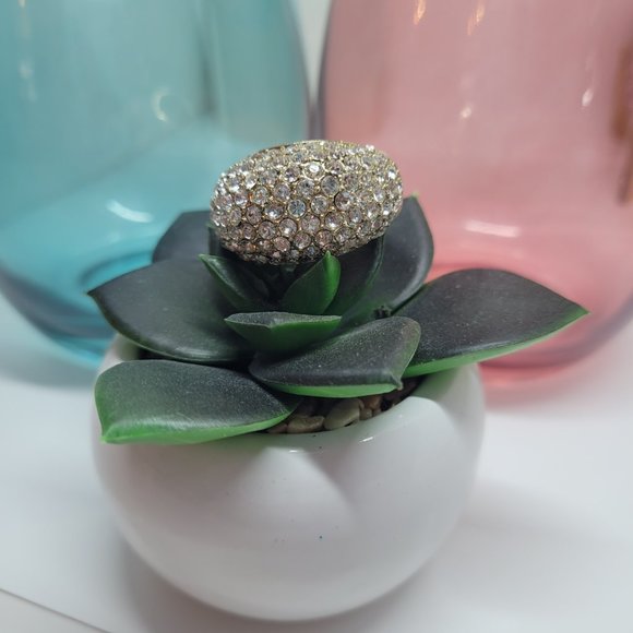 Faux Gold Plated Dome Pave Stretch Ring - Picture 5 of 5